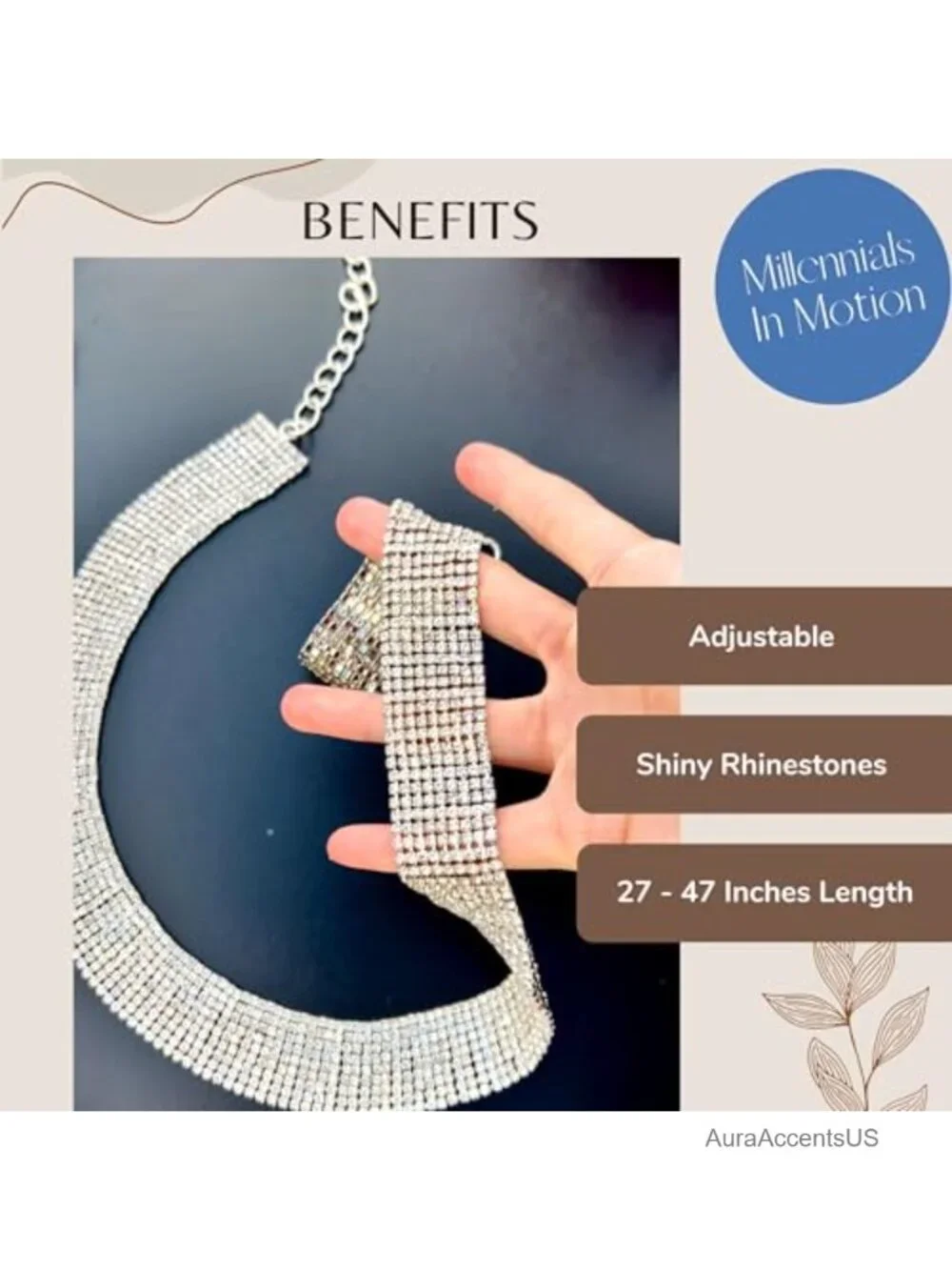 Rhinestone Crystal Waist Chain Belt - Adjustable Hip Body Chain for Dresses or